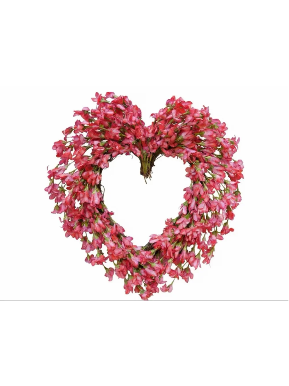 NEW 20” Red Artificial Forsythia Heart Wreath Wedding Engagement Detachable Bow